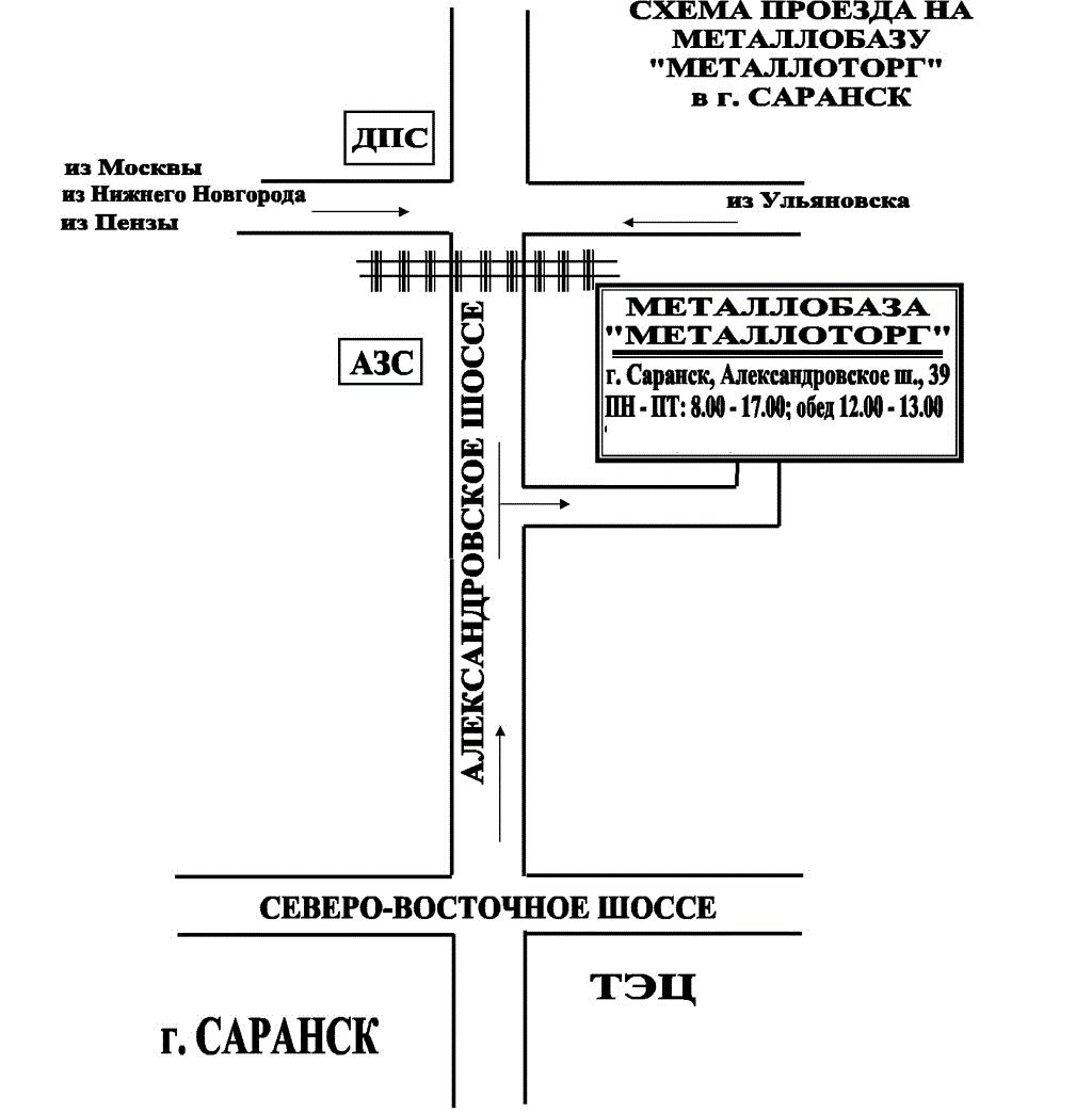 Схема проезда Лист оцинкованный, рифленый, ПВЛ лист в Саранске